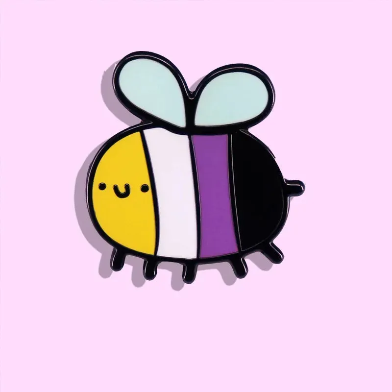 Kawaii Non-Binary Bee Brooch 🐝✨ | Cute Animal Pin for Fashion Lovers 🎒 | Unique Jewelry Gift for Friends & Family 💖
