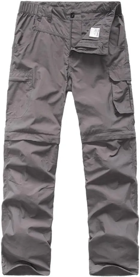 Kids' Cargo Pants, Boy's Casual Outdoor Quick Dry Waterproof Hiking Climbing Convertible Trousers