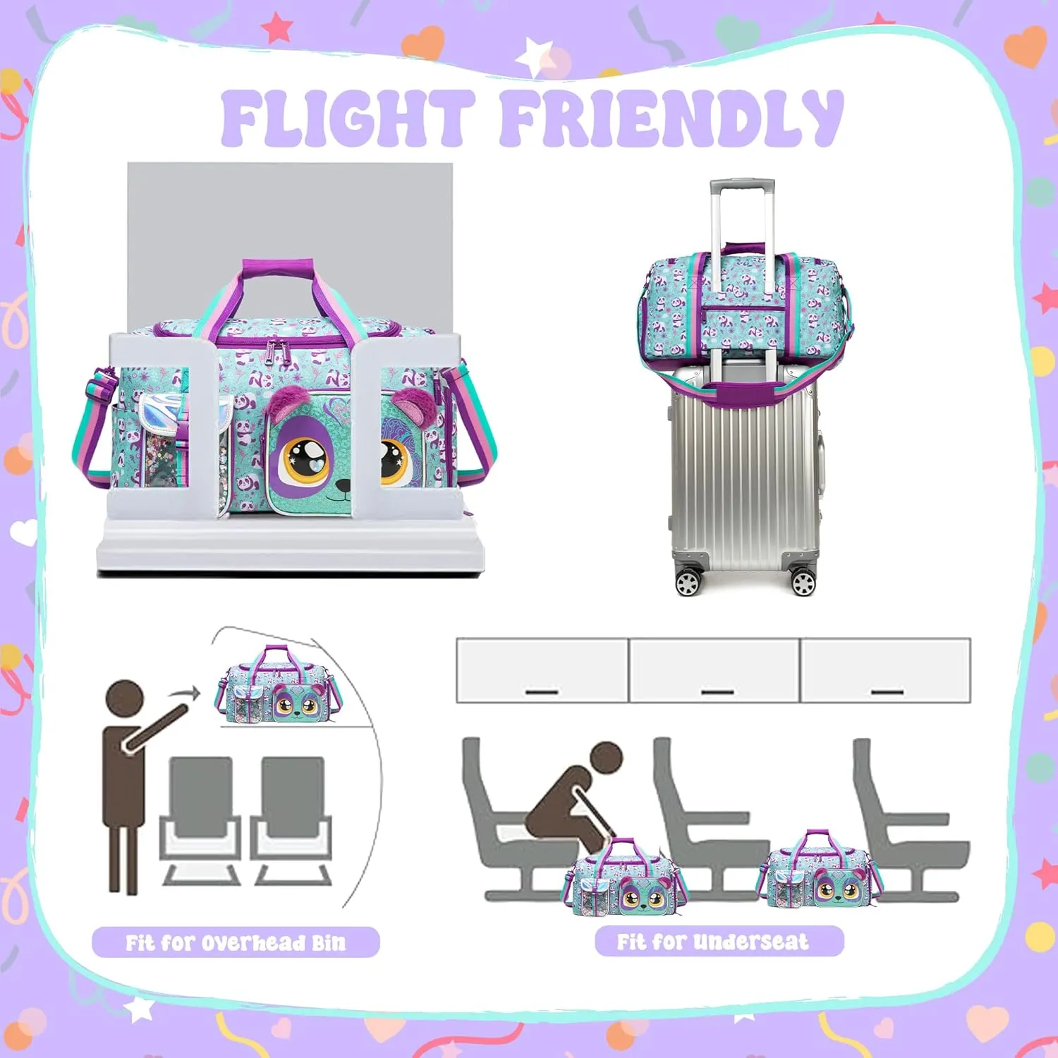 Kids Duffle Bag Girls Travel Bag for Kids Overnight Bag for Girls Dance Bag for Girls Weekender Bag Gym Bag with Shoe Compartment