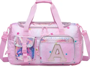Kids Duffle Bag Girls Travel Bag for Kids Overnight Bag for Girls Dance Bag for Girls Weekender Bag Kids Gym Bag with Shoe Compartment for Travel