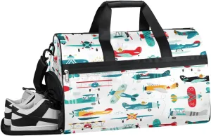 Kids Overnighter Duffel Bags for Boys Girls, Airplane Carry-On Size Sports Gym Bag with Shoe Compartments for School Practice or Overnight Travel Weekender Sleepover Tote Bag