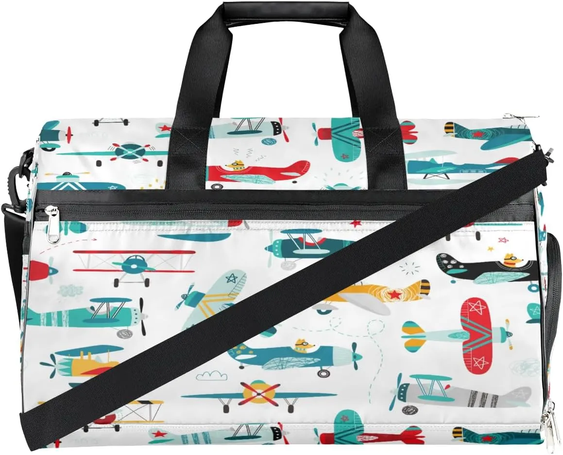 Kids Overnighter Duffel Bags for Boys Girls, Airplane Carry-On Size Sports Gym Bag with Shoe Compartments for School Practice or Overnight Travel Weekender Sleepover Tote Bag