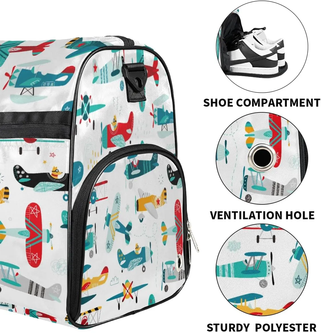 Kids Overnighter Duffel Bags for Boys Girls, Airplane Carry-On Size Sports Gym Bag with Shoe Compartments for School Practice or Overnight Travel Weekender Sleepover Tote Bag