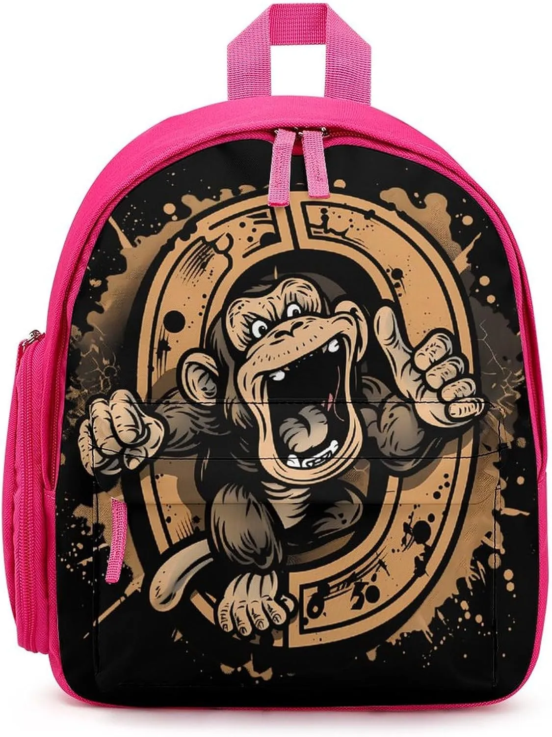 Kung Fu Apes Chimpanzee Monkey Small Basic Backpack Casual Lightweight Bag Cute Print Travel Pink-style