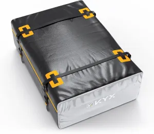 KYX Car Roof Bag Cargo Carrier –15 Cubic Feet Waterproof Roof Top Luggage Bag for All Cars with/Without Racks, Double Rain Curtain, Anti-Slip Mat