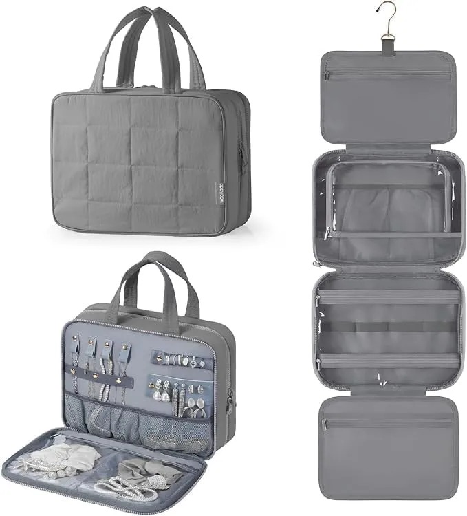 Large Toiletry Travel Bag – 4 Zippered Compartments Back Pocket Lightweight | Organizer for Women, Foldable Travel Kit for Toiletries, Cosmetics , Accessories, for Business Trips, Vacations, Gym