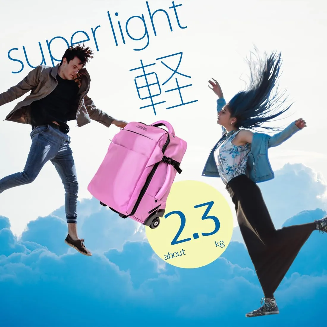LeeDee Rolling Backpack, Wheeled backpack, Backpack with wheels, Business, Travel, Laptop, Carry-on luggage (SakuraPink)