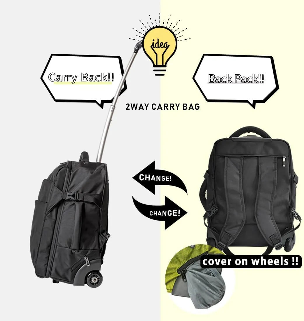 LeeDee Rolling Backpack, Wheeled backpack, Backpack with wheels, Business, Travel, Laptop, Carry-on luggage (SakuraPink)
