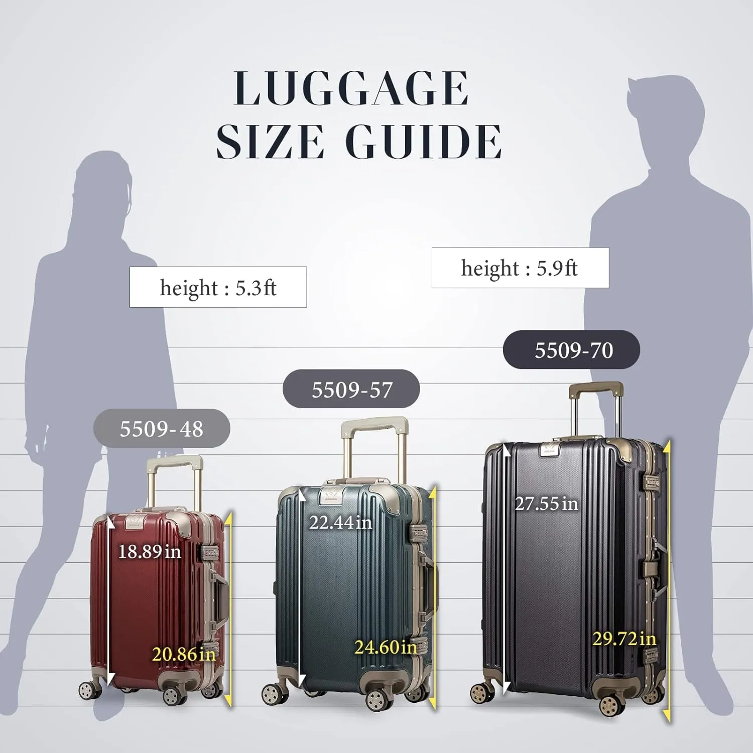 LEGEND WALKER Durable Aluminum Frame Luggage 21-inch, Mimosa Orange, 5509-48-OR