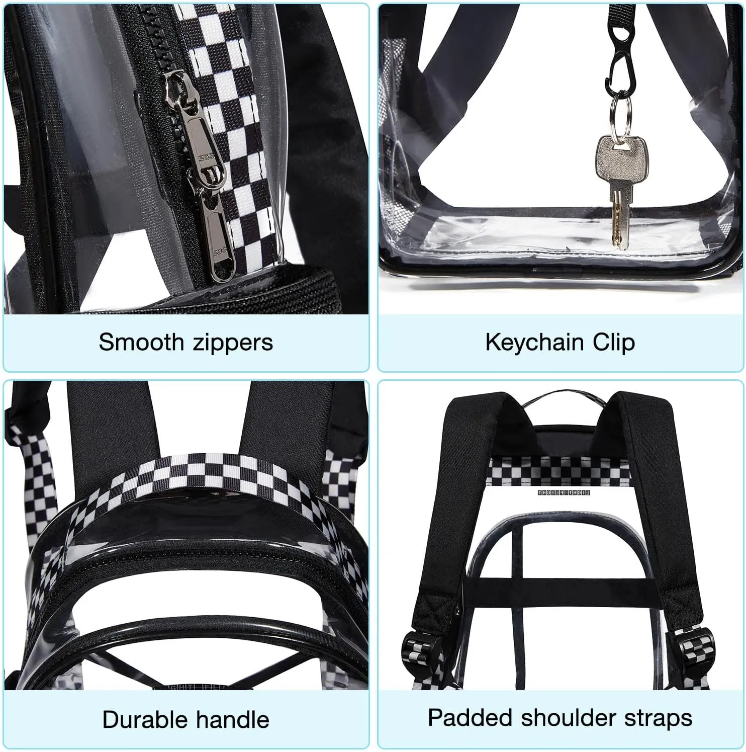LIGHT FLIGHT Clear Backpack Heavy Duty Transparent Backpack Set See Through Bookbags Durable Backpacks for College, Security