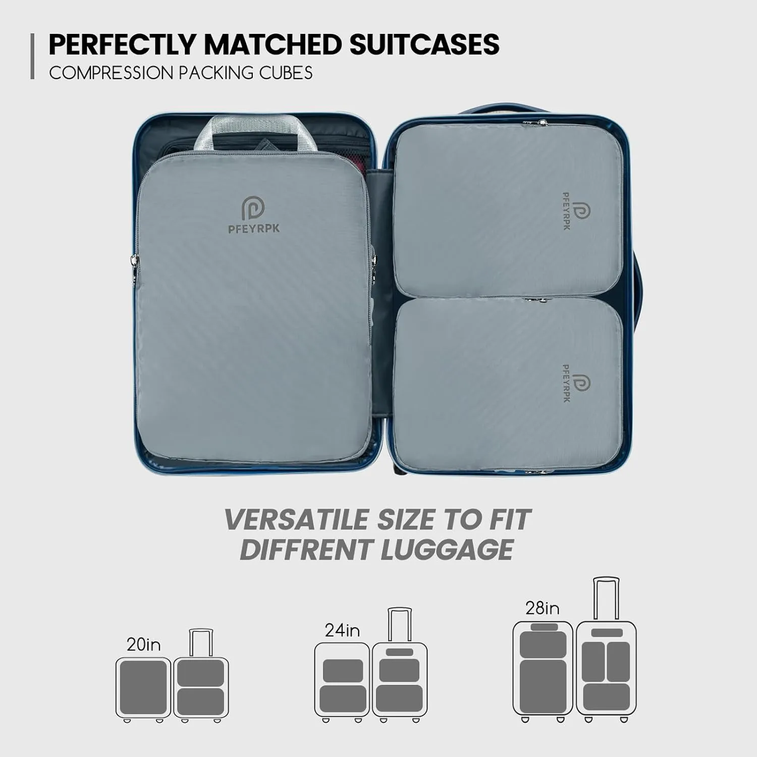 Lightweight Compression Packing Cubes for Suitcases, Compressible Expandable Travel Packing Organizer with Clear Toiletries and Backpack Bag, Travel Essentials for Carry on Luggage 7 Set