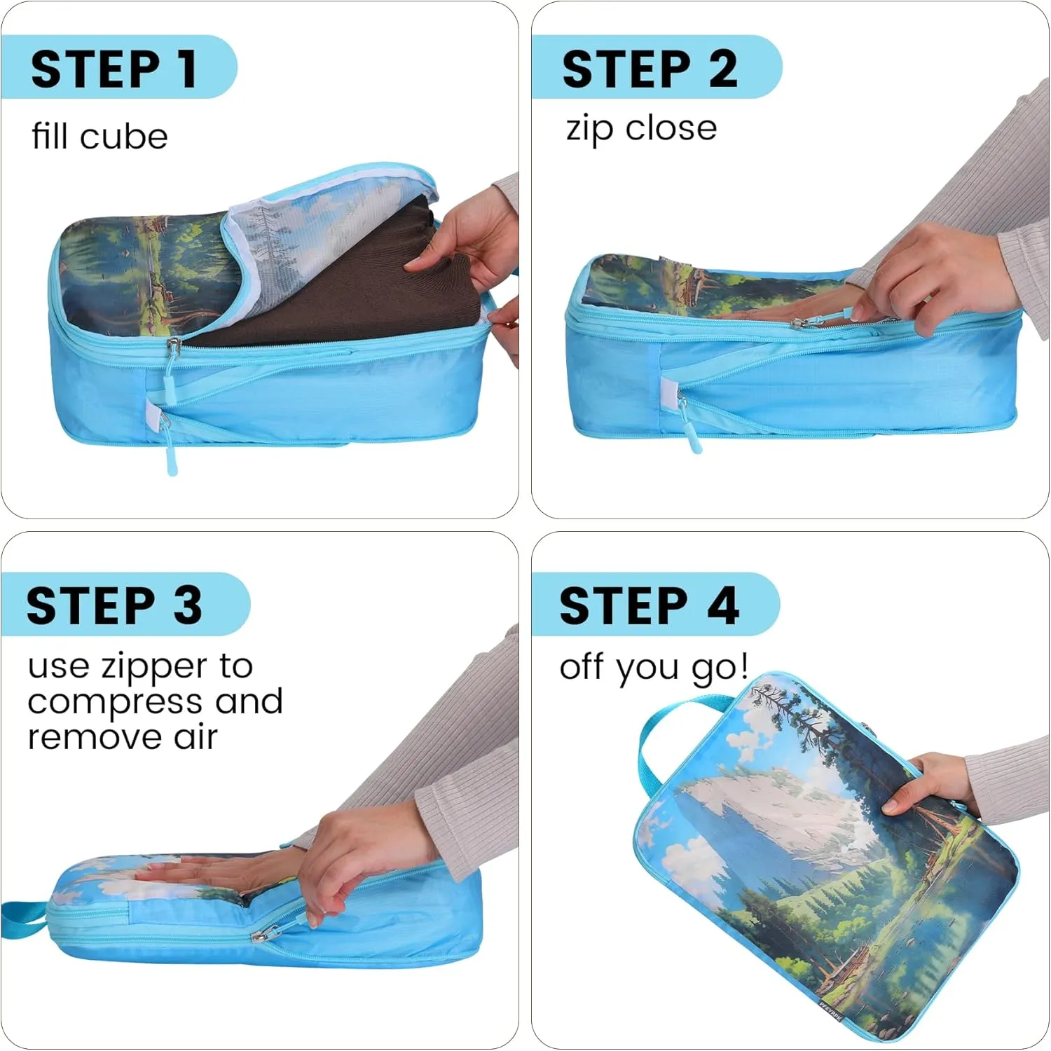 Lightweight Compression Packing Cubes for Suitcases, Compressible Expandable Travel Packing Organizer with Clear Toiletries and Backpack Bag, Travel Essentials for Carry on Luggage 7 Set