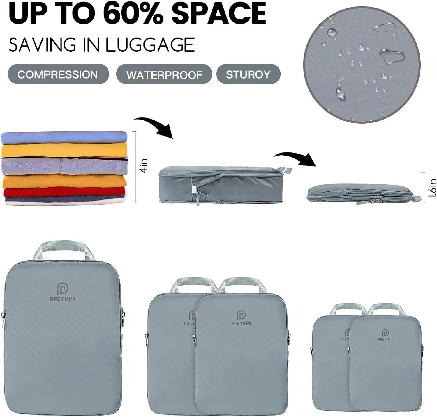 Lightweight Compression Packing Cubes for Suitcases, Compressible Expandable Travel Packing Organizer with Clear Toiletries and Backpack Bag, Travel Essentials for Carry on Luggage 7 Set