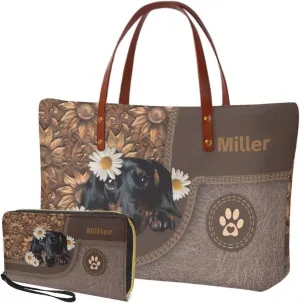 Lotusorchid Custom Top Handle Bags for Women, Personalized Satchel Handbag Tote Shoulder Bag with Matching Wallet for Women