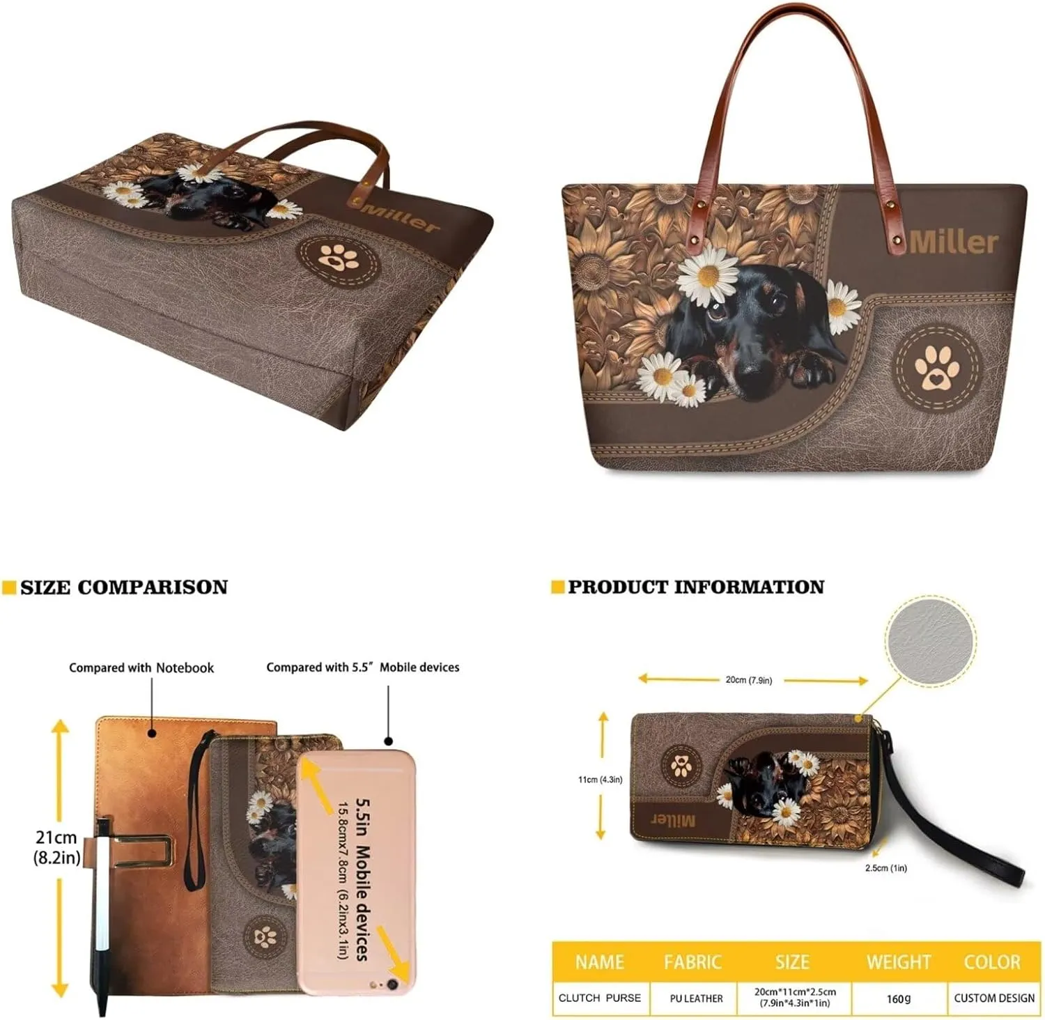 Lotusorchid Custom Top Handle Bags for Women, Personalized Satchel Handbag Tote Shoulder Bag with Matching Wallet for Women