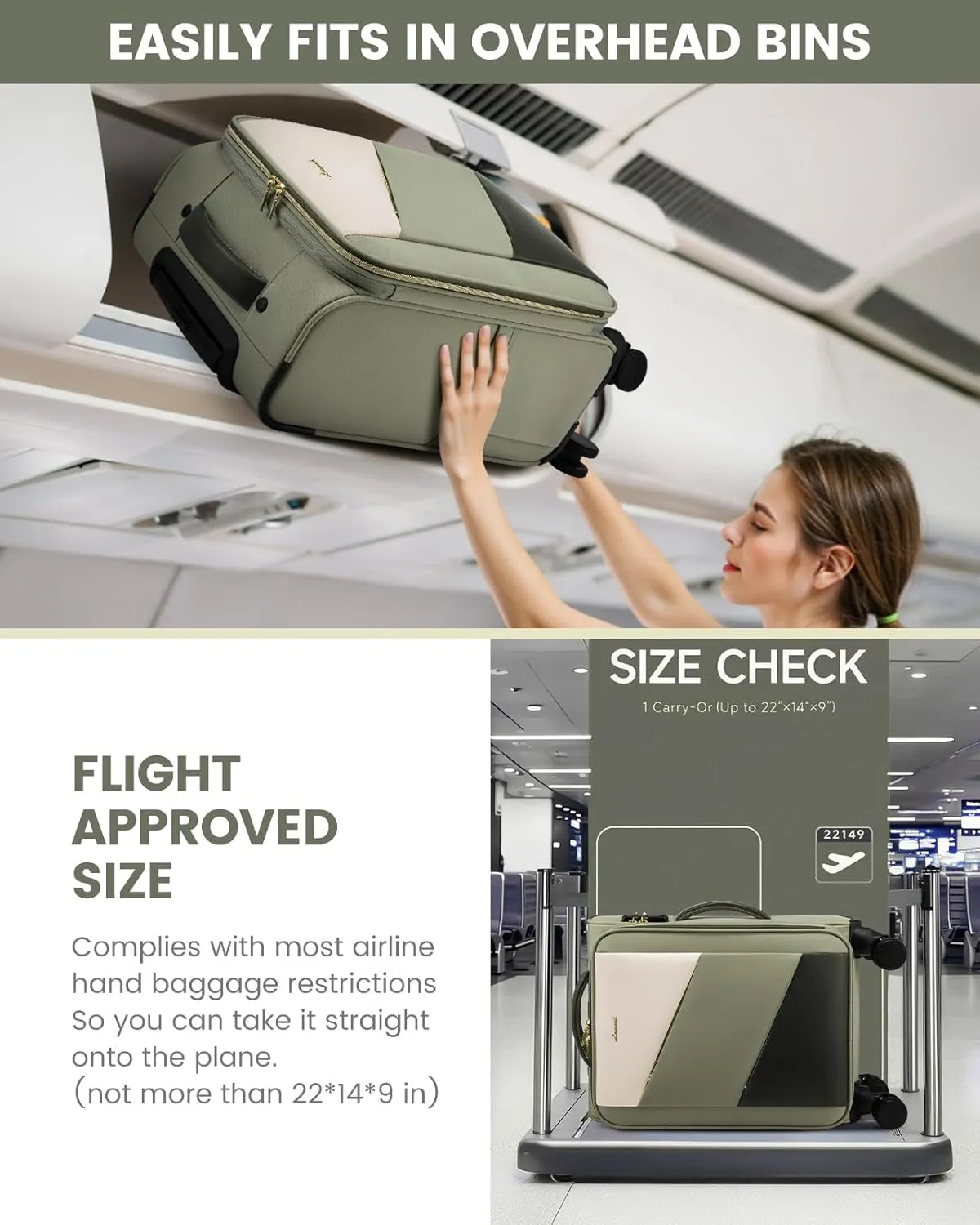 LOVEVOOK Carry On Luggage 22x14x9 Airline Approved, 20 Inch Softside Suitcases with Wheels, Lightweight Rolling Carry on Suitcase with TSA Lock, Water-Resistant Large Capacity Luggage for Women Travel