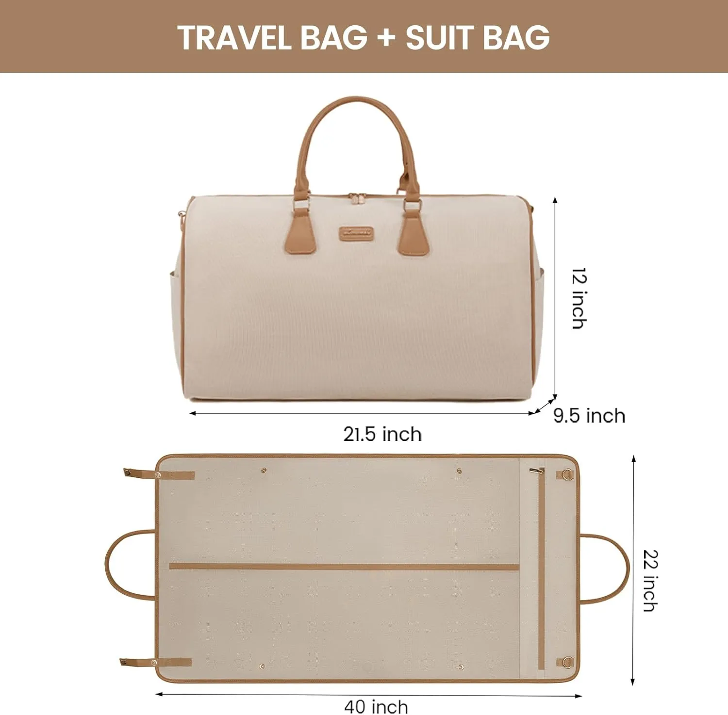 LOVEVOOK Garment Bags for Travel,3 in 1 Carry on Garment Duffle Bags for Travel with Shoe Pouch,Hanging Suitcase Suit Dress