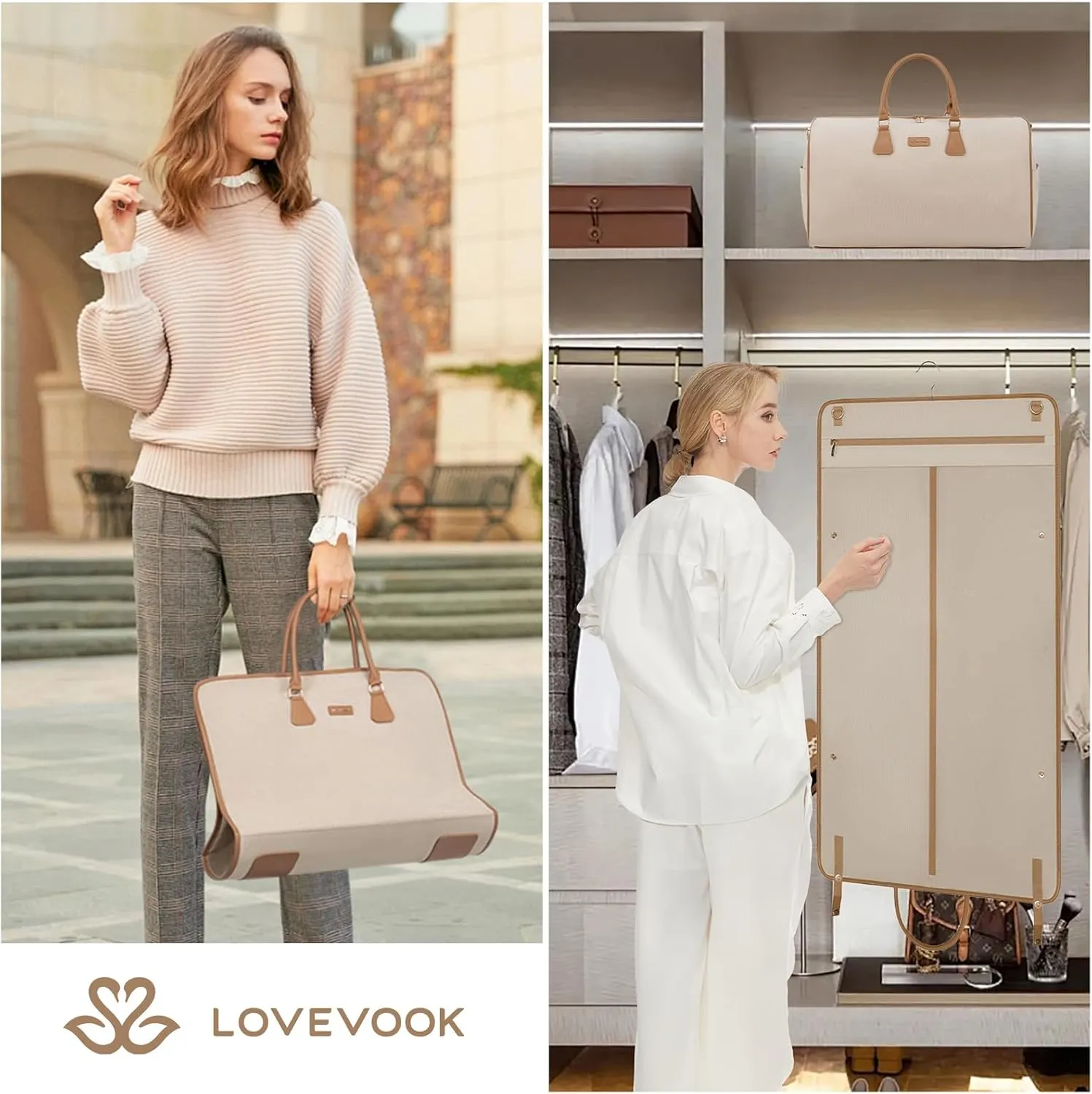 LOVEVOOK Garment Bags for Travel,3 in 1 Carry on Garment Duffle Bags for Travel with Shoe Pouch,Hanging Suitcase Suit Dress