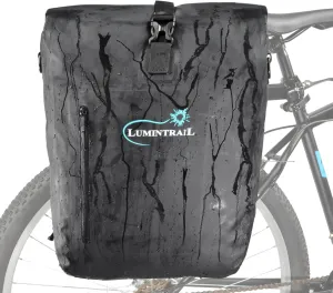 Lumintrail Bike Pannier Bag and Backpack Waterproof Rear Bicycle Bag, Fits E-Bike (25 L), Safety Reflective Spots, Backpack Straps