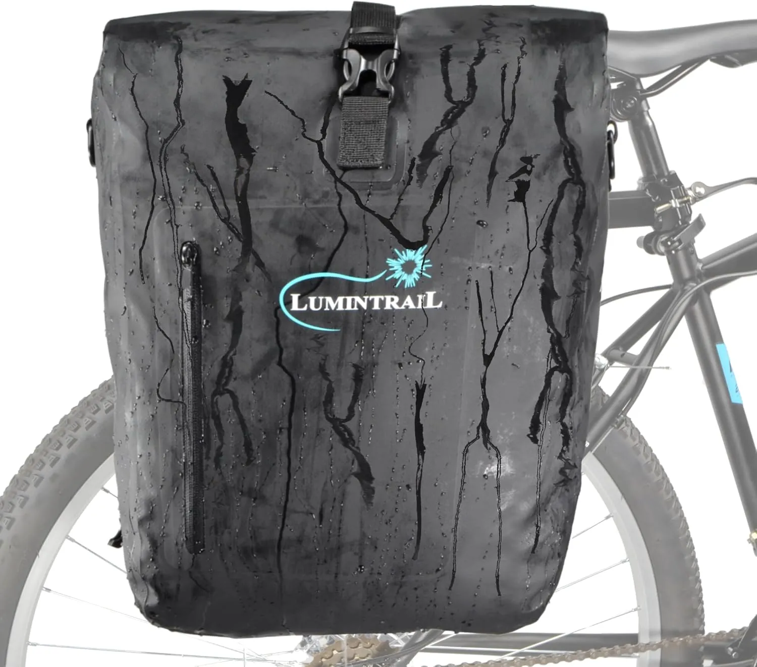 Lumintrail Bike Pannier Bag and Backpack Waterproof Rear Bicycle Bag, Fits E-Bike (25 L), Safety Reflective Spots, Backpack Straps