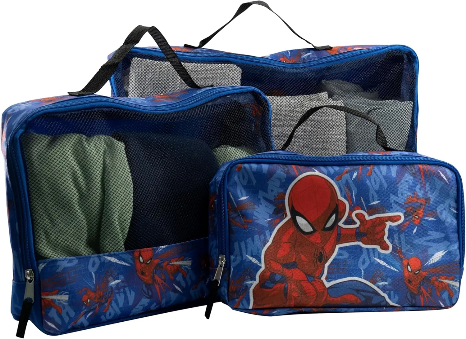 Marvel Spiderman Packing Cubes for Travel | Spiderman Travel Accessories Travel Bags Luggage Organizer for Boys, Girls, Unisex | Spiderman Kid Travel Size Travel Cubes for Packing