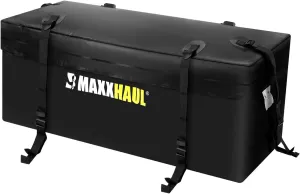 MaxxHaul 70209 Soft Shell Cargo Carrier Bag for Hitch Mount Cargo Rack - Heavy Duty and Water Resistant 47 inch 20 inch x 20 inch Black with Tie Down Straps