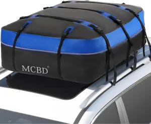 MCBD Rooftop Cargo Carrier Bag, 15 Cubic Feet Waterproof Soft-Shell Car Roof Bag for All Vehicles SUV with/Without Rack, Car Top Luggage Storage Bag