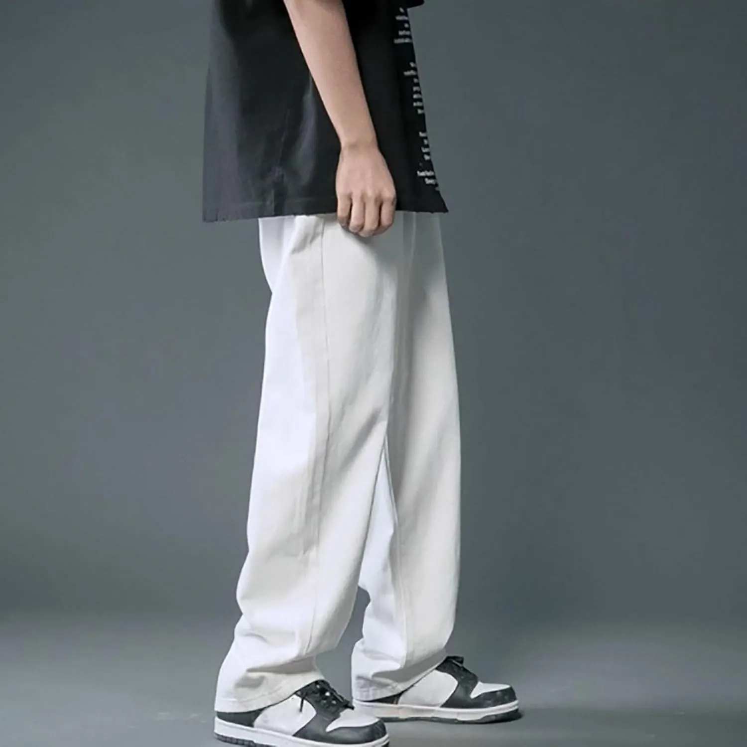 Mens Loose Fit Jeans Y2k Hip Hop Straight Leg Jean Baggy Streetwear Wide Leg Denim Pants Casual Low Rise Trousers
