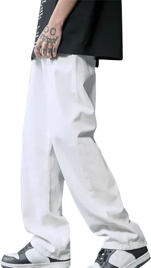 Mens Loose Fit Jeans Y2k Hip Hop Straight Leg Jean Baggy Streetwear Wide Leg Denim Pants Casual Low Rise Trousers