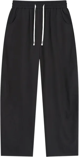 Mens Sweatpants Casual Solid Color Elastic Waist Drawstring Wide Leg Sweatpant Vintage Flowy Comfy Streetwear Pant