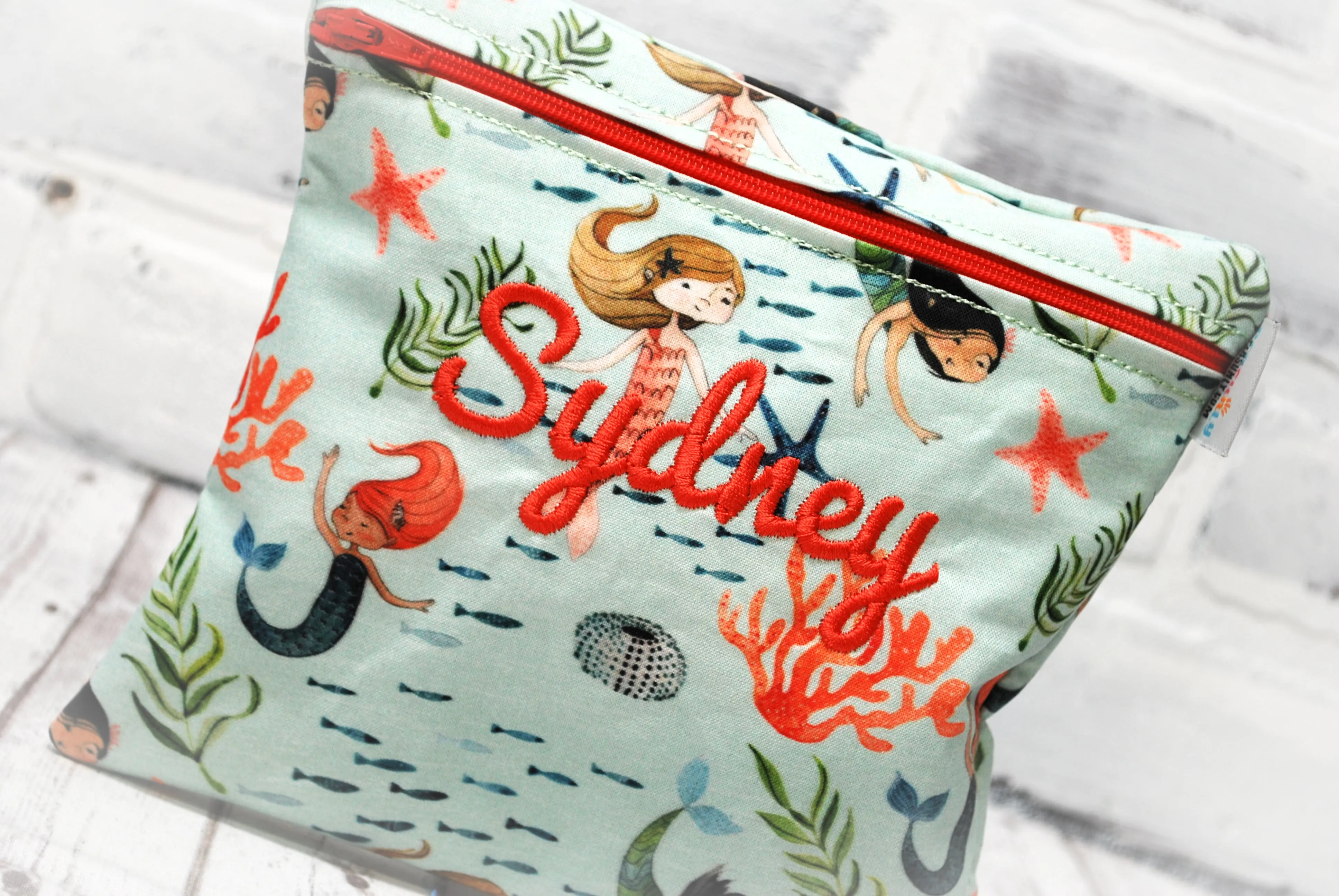 Mermaid with Shells Personalized Reusable Food Bag