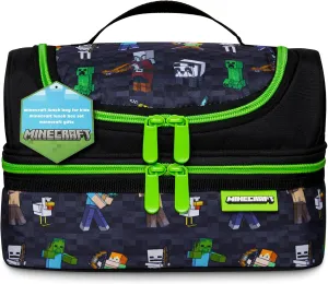 Minecraft Insulated Lunch Bag for Kids Snacks Lunch Bag for Travel Days Out Gamer Gifts (Black)