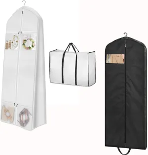 MISSLO Portable 70" Wedding Dress Garment Bag 65" Gusseted Hanging Garment Bags