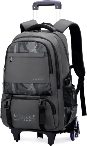 MITOWERMI Backpack with Wheels for Boys Rolling Backpack Kids Carry-on Luggage Trolley Roller School Bookbag on Wheels