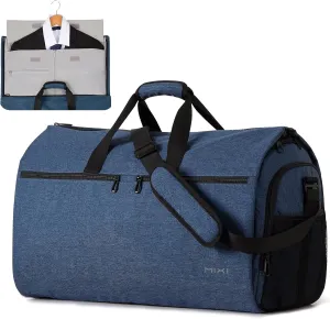mixi Carry On Garment Bag for Travel 56L Convertible Duffle Bag for Men Women 2 in 1 Hanging Luggage Suitcase Dress Suit Travel Bag with Shoes Pouch, Sapphire Blue