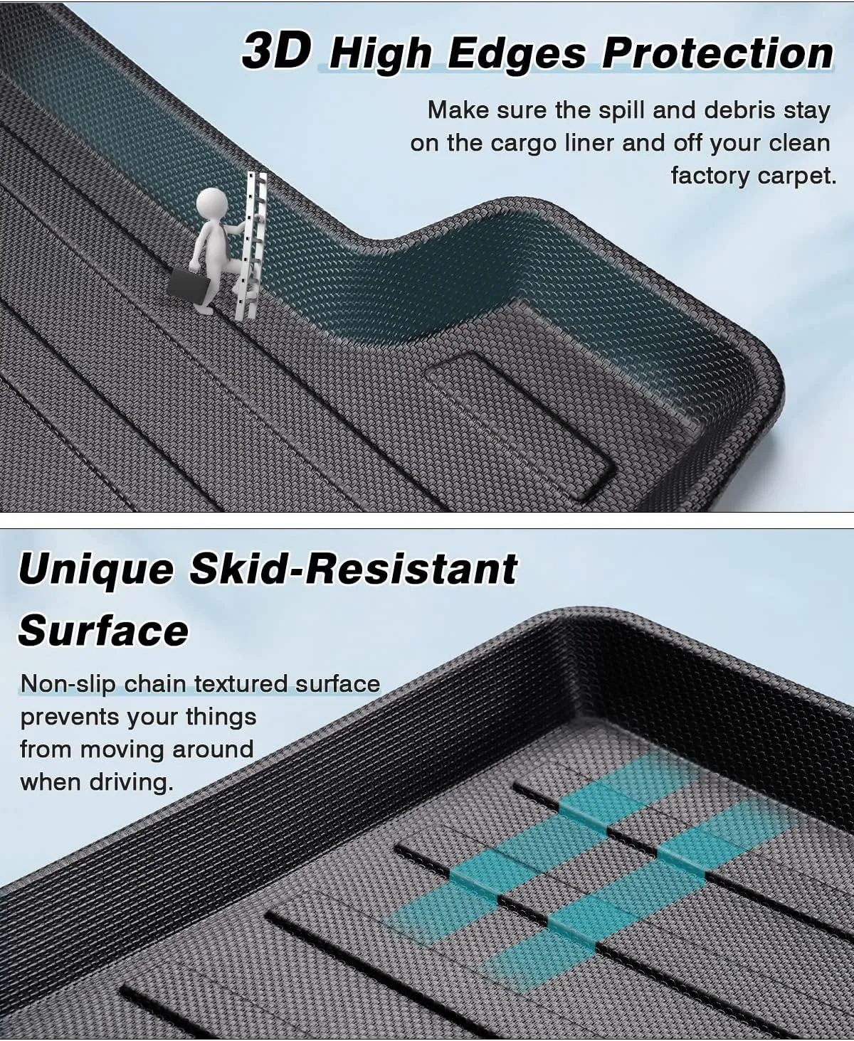 Mixsuper Custom Fit for Cargo Liner Tesla Model X 5 Passenger Trunk Mat Liner Durable All Weather Rear Trunk Floor Mat (Not Fit 6 or 7 Passenger)