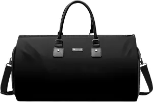 Modoker Convertible Garment Bags for Travel, Carry on Garment Duffel Bag for Women Men Weekender - 2 in 1 Hanging Suitcase Suit Travel Bags, Black