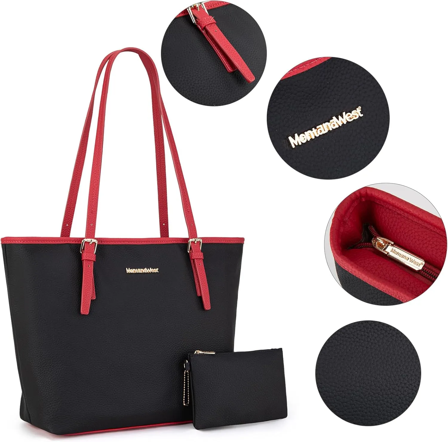 Montana West Tote Bags Vegan Leather Purses and Handbags for Women Top Handle Ladies Shoulder Bags