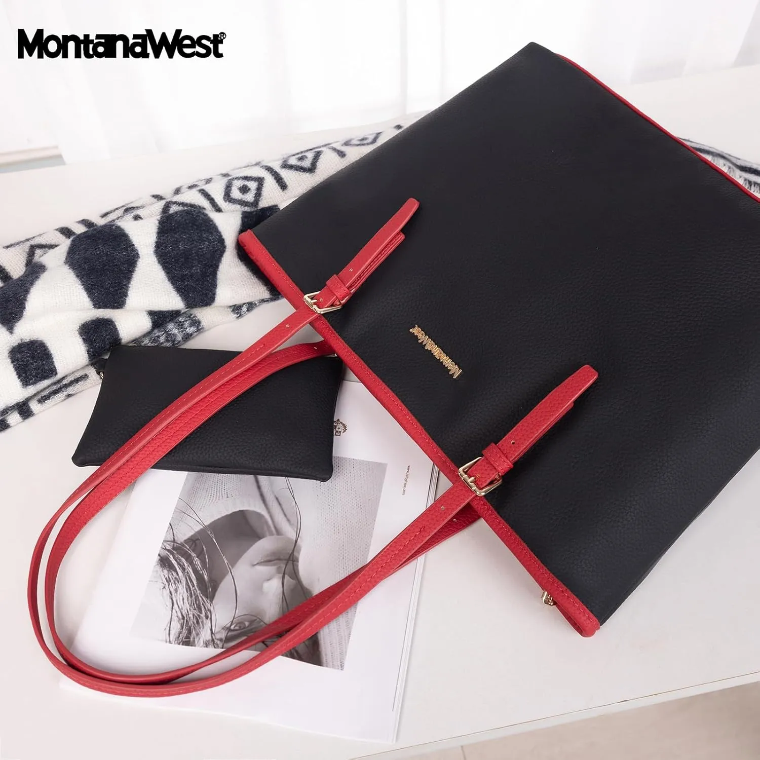 Montana West Tote Bags Vegan Leather Purses and Handbags for Women Top Handle Ladies Shoulder Bags