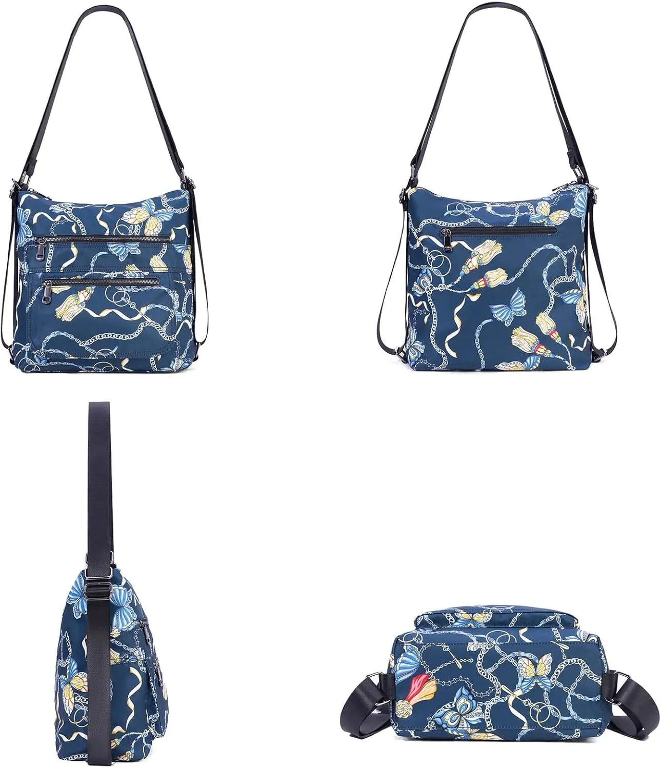 Multiple Compartments Satchel Handbags Waterproof Nylon Crossbody Bags for Women Adjustable Strap Tote for Ladies