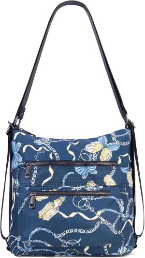 Multiple Compartments Satchel Handbags Waterproof Nylon Crossbody Bags for Women Adjustable Strap Tote for Ladies