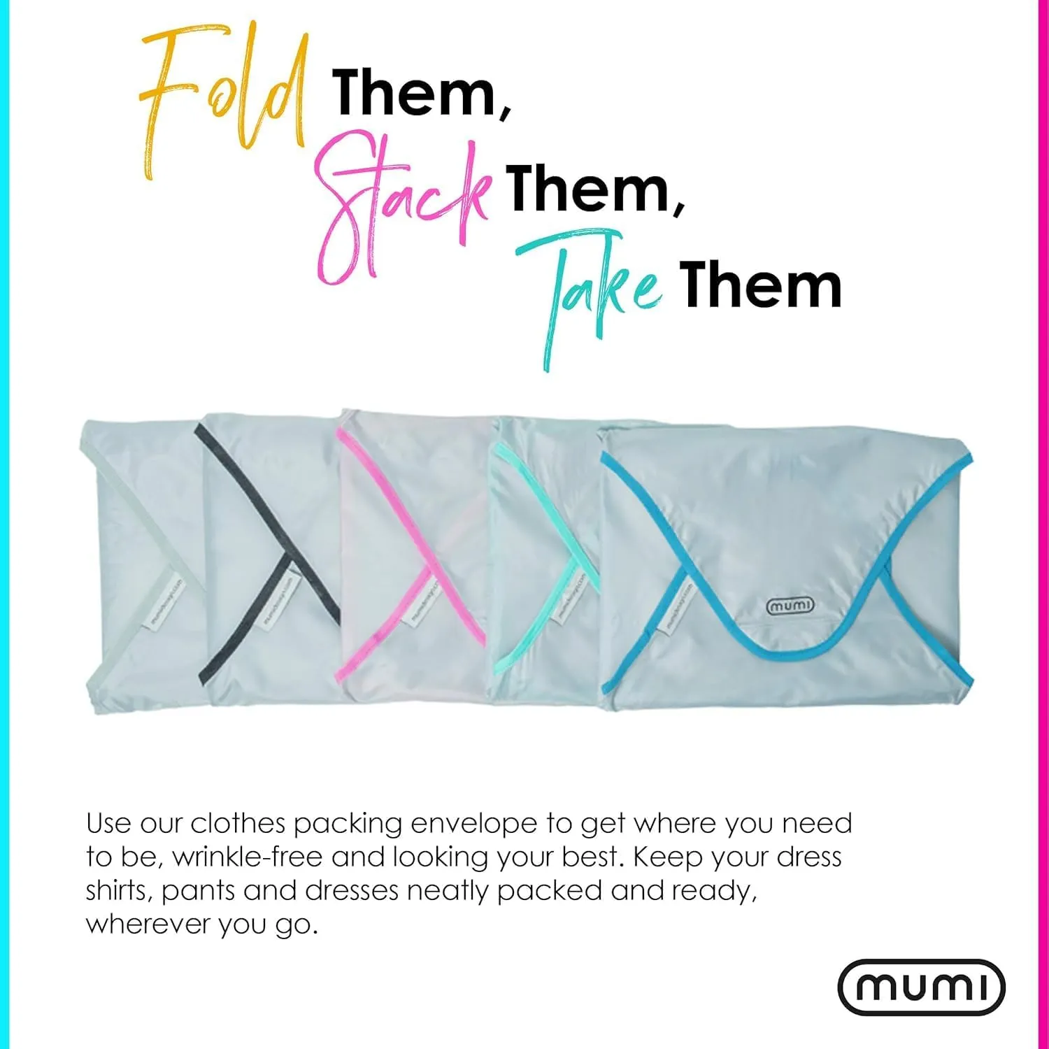 MUMI Design Travel Garment Bag Clothes Folder – 14.5” x 10.5” Packing Bag & Organizer for Luggage | Large-Capacity, Anti-Wrinkle Garment Bags for Travel, Carry-On Suitcases & Clothing Storage (Pink)