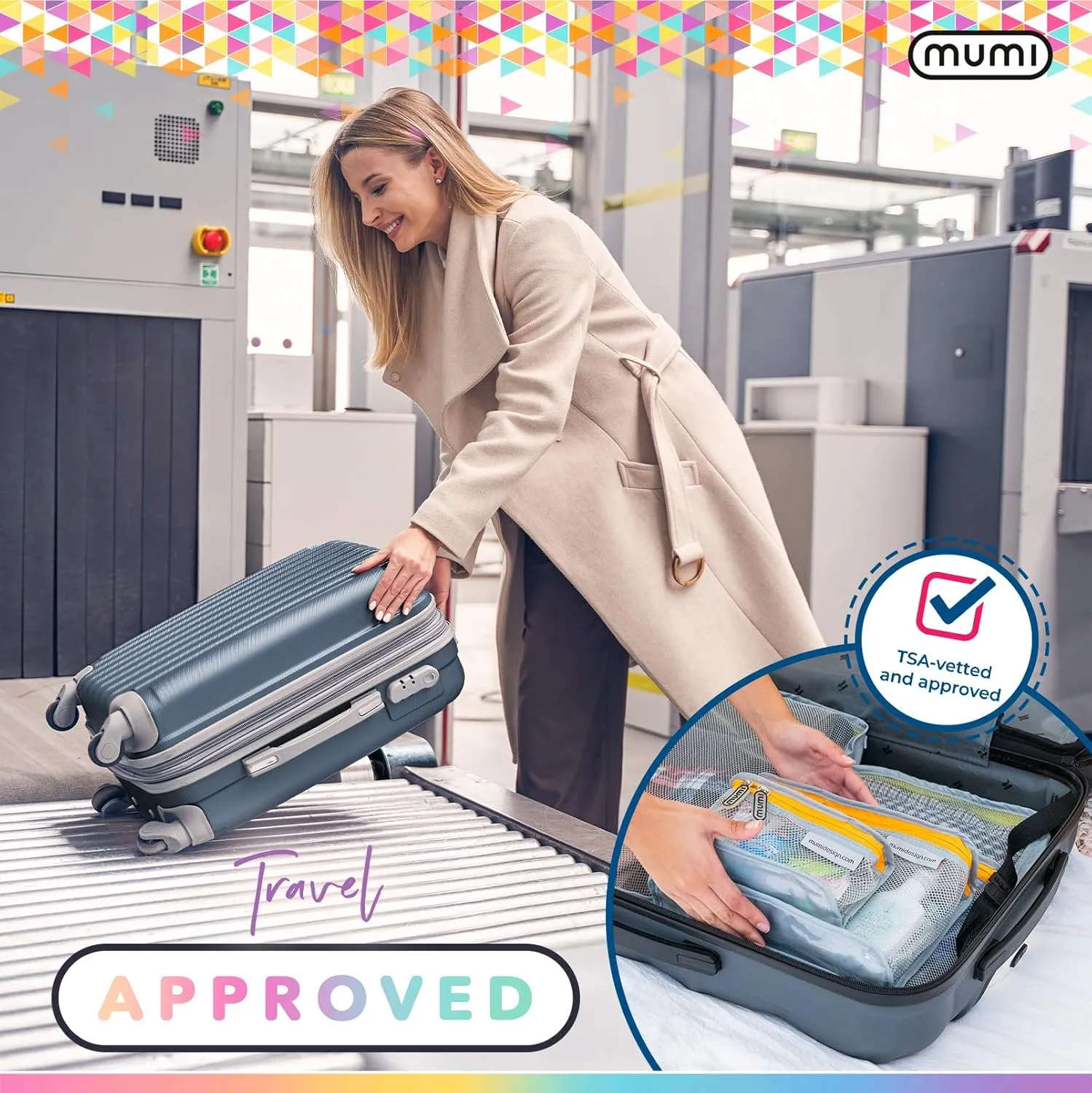 MUMI Travel Toiletry Bag Set of 3 – Water-Resistant Toiletry Bags for Women & Men – Clear Bags for Toiletries, Skincare, Makeup & Travel Essentials – Lightweight, Durable & Portable Organizer