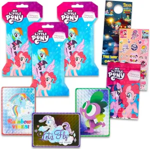 My Little Pony Holographic Sticker 3 Pack - Bundle with 3 MLP Blind Bags Plus Stickers, More | Premium Collectible My Little Pony Character Cards for Kids