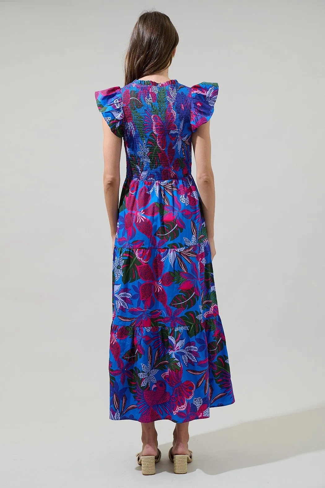 Myra Smocked Tiered Midi Dress