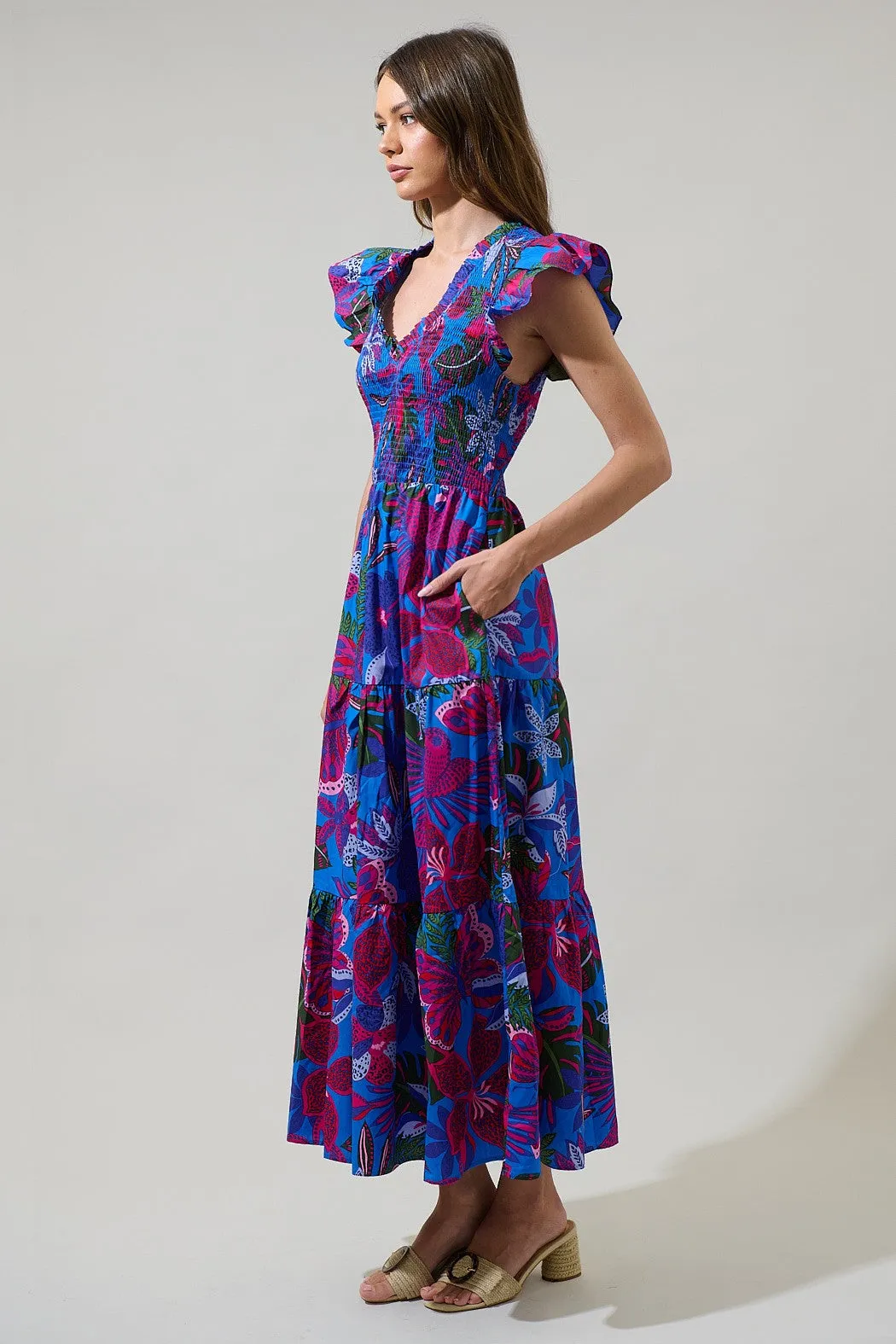 Myra Smocked Tiered Midi Dress
