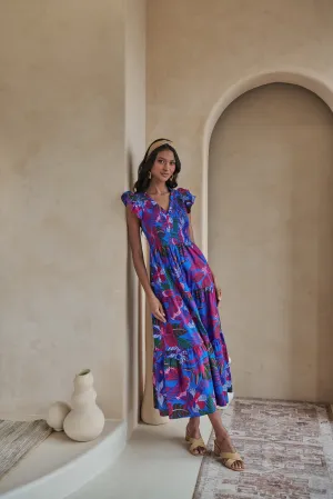 Myra Smocked Tiered Midi Dress