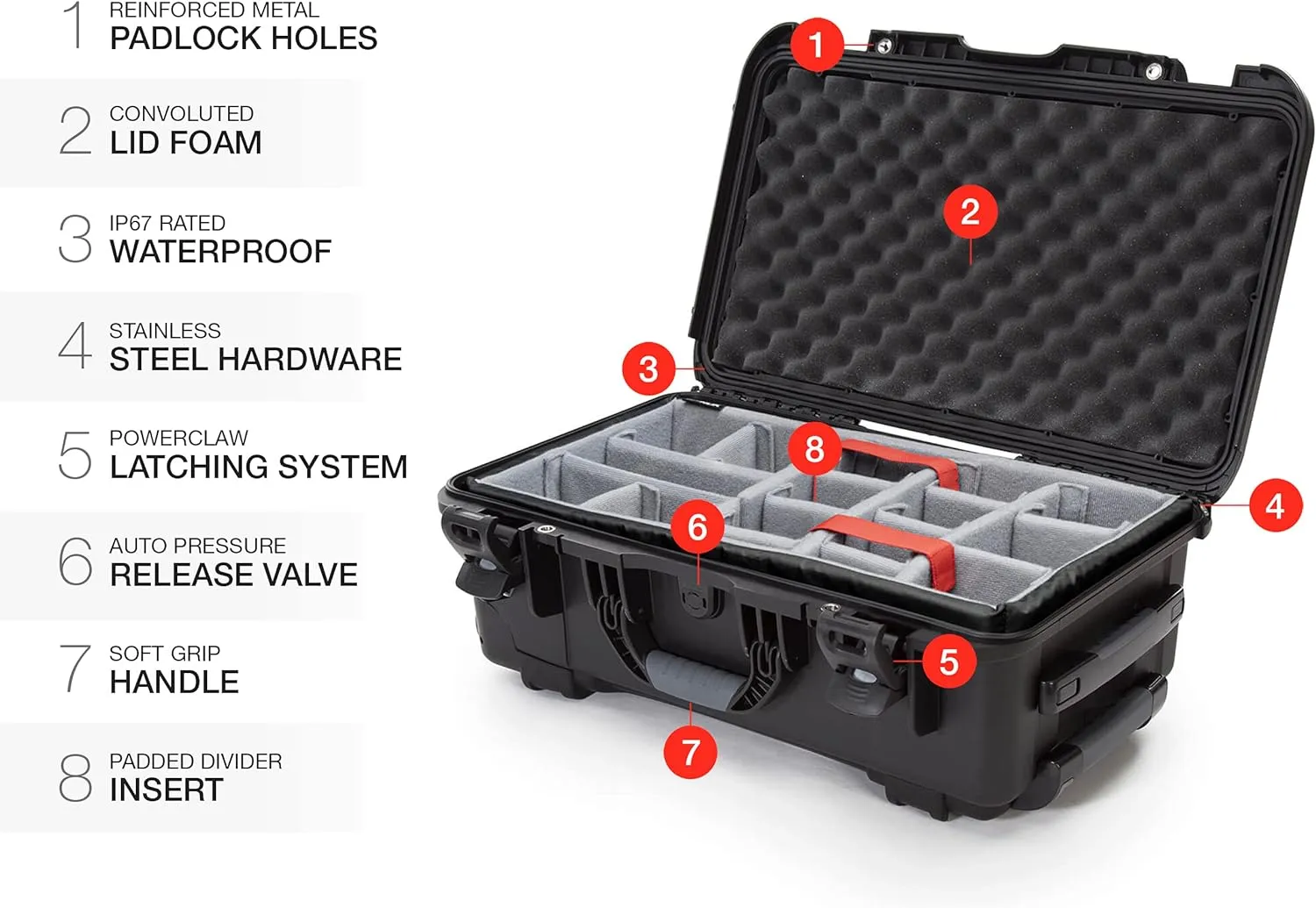 NANUK Wheeled Series 935 Lightweight NK-7 Resin Waterproof Protective Case and Padded Divider - Black