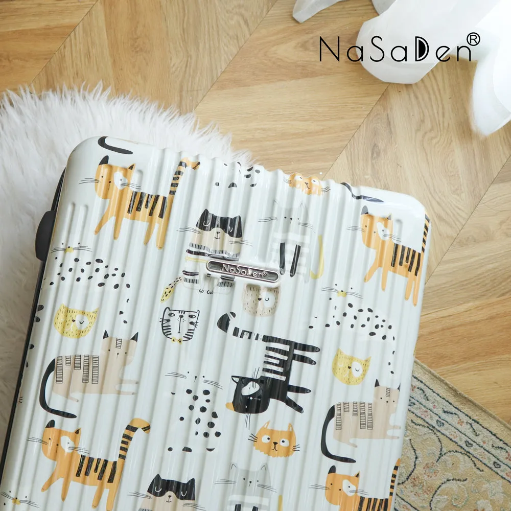 NaSaDen [ Stripe Cat ] 22" Carry on/ 26" Checked/ 29" Checked Zipper Luggage In Stock