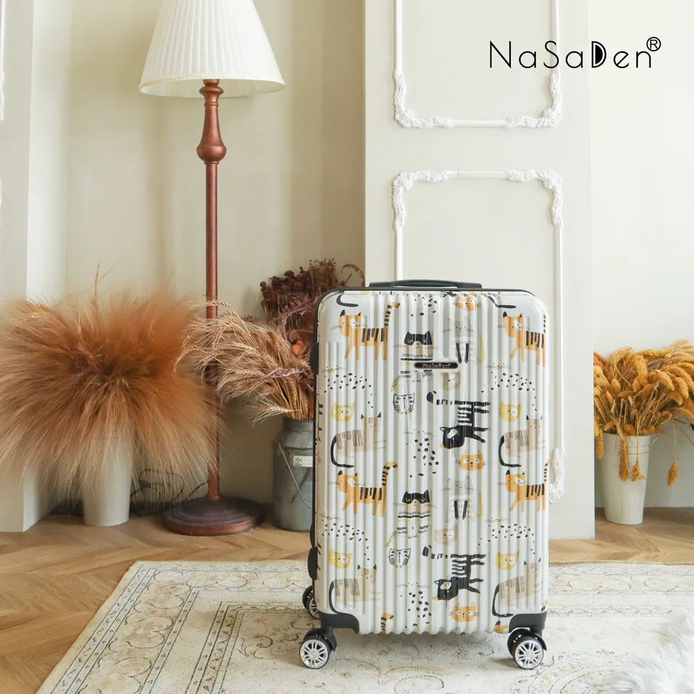 NaSaDen [ Stripe Cat ] 22" Carry on/ 26" Checked/ 29" Checked Zipper Luggage In Stock